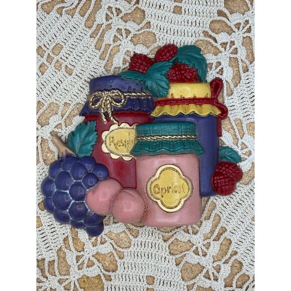 Set of 5 Vintage Home Interior 1997 Wall Decor Vegetables and Canning Jars - Picture 5 of 11